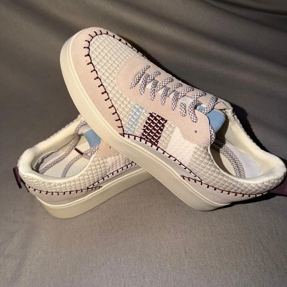 Sanctuary Peace Womens‎ Patchwork Platform Sneakers Cream Mushroom SA-PEACE 9M